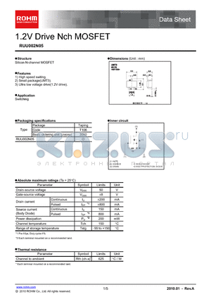 RUU002N05 datasheet - 1.2V Drive Nch MOSFET