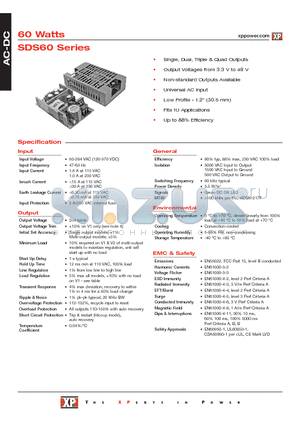 SDS60UD01 datasheet - AC-DC Power Supplies