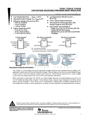 TLV431AIDBZR datasheet - LOW-VOLTAGE ADJUSTABLE PRECISION SHUNT REGULATORS