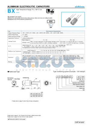 UBX1A222MHL datasheet - ALUMINUM ELECTROLYTIC CAPACITORS