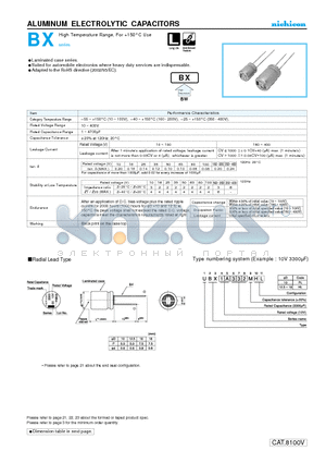 UBX1C222MHL datasheet - ALUMINUM ELECTROLYTIC CAPACITORS