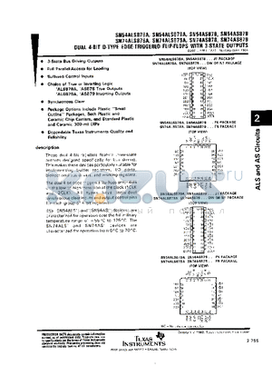 SN74ALS879AFN datasheet - DUAL 4-BIT D-TYPE EDGE-TRIGGERED FLIP-FLOPS WITH 3-STATE OUTPUTS