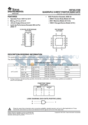 SN74ALVC00 datasheet - QUADRUPLE 2-INPUT POSITIVE-NAND GATE