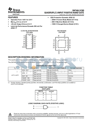 SN74ALVC00DGVRE4 datasheet - QUADRUPLE 2-INPUT POSITIVE-NAND GATE