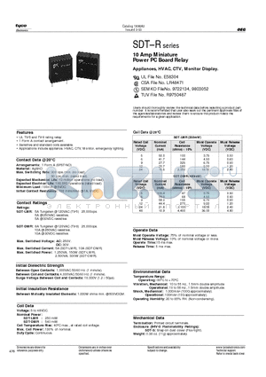SDT-S-148DMR datasheet - 10 Amp Miniature Power PC Board Relay
