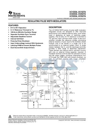 UC1525A datasheet - REGULATING PULSE WIDTH MODULATORS