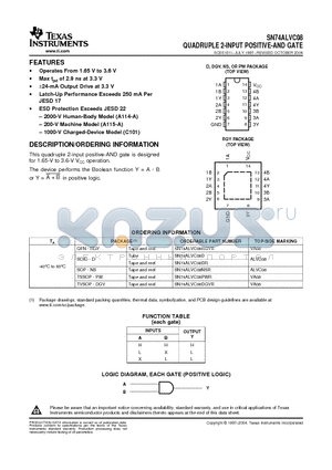 SN74ALVC08NSR datasheet - QUADRUPLE 2-INPUT POSITIVE-AND GATE