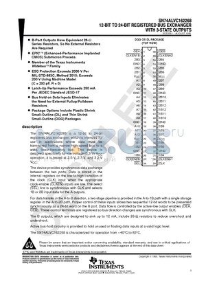 SN74ALVC162268DLR datasheet - 12-BIT TO 24-BIT REGISTERED BUS EXCHANGER WITH 3-STATE OUTPUTS