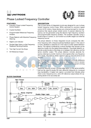 UC1633 datasheet - Phase Locked Frequency Controller