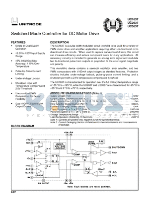 UC1637J datasheet - Switched Mode Controller for DC Motor Drive