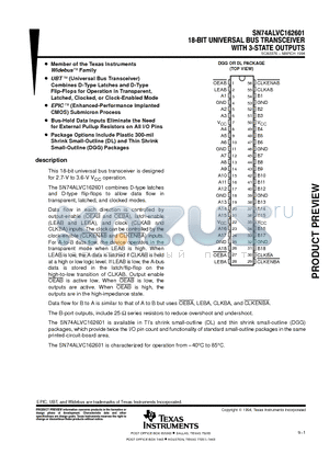 SN74ALVC162601DL datasheet - 18-BIT UNIVERSAL BUS TRANSCEIVER WITH 3-STATE OUTPUTS