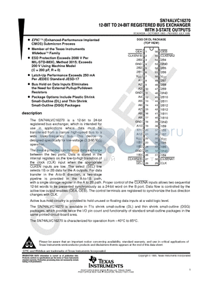 SN74ALVC16270DL datasheet - 12-BIT TO 24-BIT REGISTERED BUS EXCHANGER WITH 3-STATE OUTPUTS