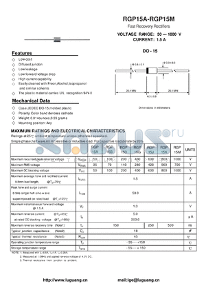 RGP15D datasheet - Fast Recovery Rectifiers
