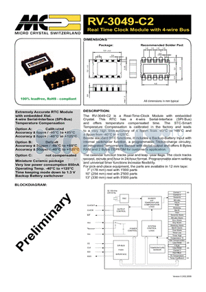 RV-3049-C2 datasheet - Real Time Clock Module with 4-wire Bus