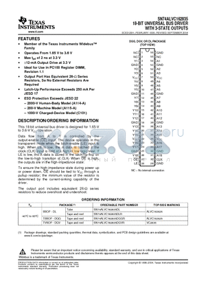 SN74ALVC162835DL datasheet - 18-BIT UNIVERSAL BUS DRIVER WITH 3-STATE OUTPUTS