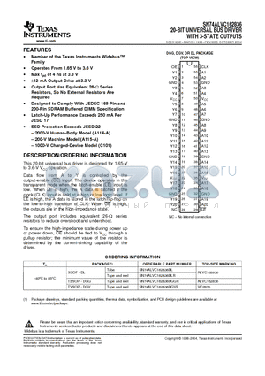 SN74ALVC162836 datasheet - 20-BIT UNIVERSAL BUS DRIVER WITH 3-STATE OUTPUTS