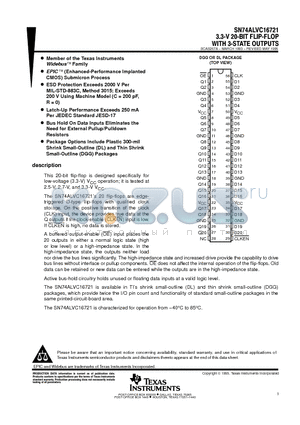 SN74ALVC16721 datasheet - 3.3-V 20-BIT FLIP-FLOP WITH 3-STATE OUTPUTS