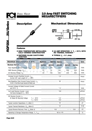 RGP20A datasheet - 2.0 Amp FAST SWITCHING MEGARECTIFIERS Mechanical Dimensions