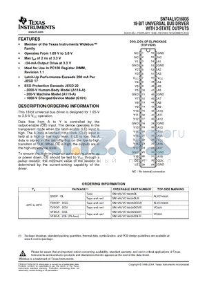 SN74ALVC16835GQLR datasheet - 18-BIT UNIVERSAL BUS DRIVER WITH 3-STATE OUTPUTS