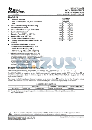 SN74ALVC244IPWREP datasheet - OCTAL BUFFER/DRIVER WITH 3-STATE OUTPUTS