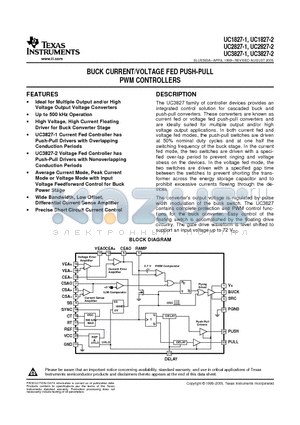 UC1827- datasheet - Buck Current/Voltage Fed Push-Pull PWM Controllers