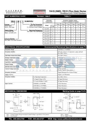 TB1S15A datasheet - SineWave (VC) TCXO Oscillator