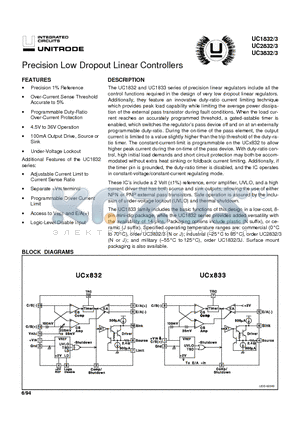 UC1832 datasheet - Precision Low Dropout Linear Controllers