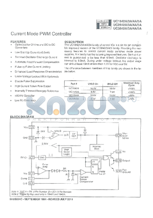 UC1842A datasheet - Current Mode PWM Controller