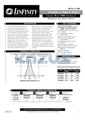 UC1842AAY datasheet - CURRENT MODE PWM CONTROLLER