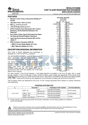 SN74ALVCH162268KR datasheet - 12-BIT TO 24-BIT REGISTERED BUS EXCHANGER WITH 3-STATE OUTPUTS