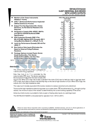 SN74ALVCH162334 datasheet - 16-BIT UNIVERSAL BUS DRIVER WITH 3-STATE OUTPUTS