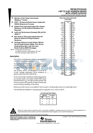 SN74ALVCH162344DGV datasheet - 1-BIT TO 4-BIT ADDRESS DRIVER WITH 3-STATE OUTPUTS