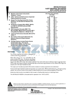 SN74ALVCH162334DGV datasheet - 16-BIT UNIVERSAL BUS DRIVER WITH 3-STATE OUTPUTS