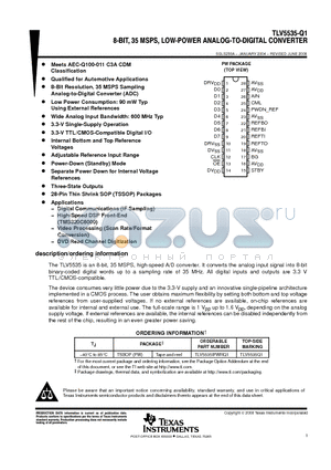 TLV5535IPWRG4Q1 datasheet - 8-BIT, 35 MSPS, LOW-POWER ANALOG-TO-DIGITAL CONVERTER