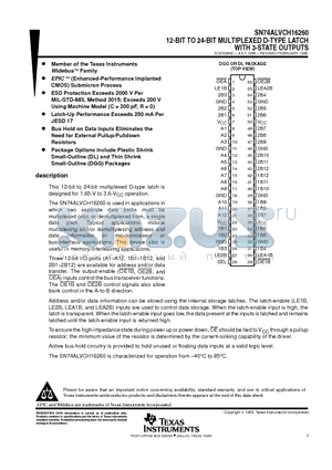 SN74ALVCH16260DL datasheet - 12-BIT TO 24-BIT MULTIPLEXED D-TYPE LATCH WITH 3-STATE OUTPUTS