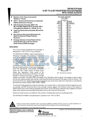 SN74ALVCH16269DL datasheet - 12-BIT TO 24-BIT REGISTERED BUS EXCHANGER WITH 3-STATE OUTPUTS