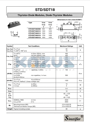 SDT18GK08 datasheet - Thyristor-Diode Modules, Diode-Thyristor Modules