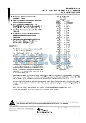 SN74ALVCH16271DGG datasheet - 12-BIT TO 24-BIT MULTIPLEXED BUS EXCHANGER WITH 3-STATE OUTPUTS