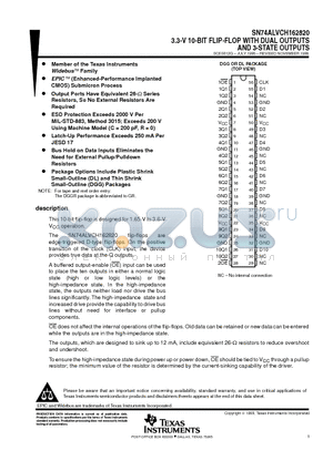 SN74ALVCH162820DL datasheet - 3.3-V 10-BIT FLIP-FLOP WITH DUAL OUTPUTS AND 3-STATE OUTPUTS