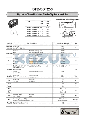 SDT253 datasheet - Thyristor-Diode Modules, Diode-Thyristor Modules