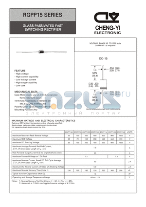 RGPP15 datasheet - GLASS PASSIVATED FAST SWITCHING RECTIFIER