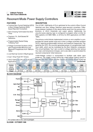UC1861 datasheet - Resonant-Mode Power Supply Controllers