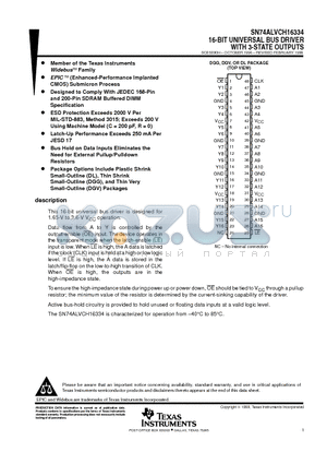 SN74ALVCH16334DL datasheet - 16-BIT UNIVERSAL BUS DRIVER WITH 3-STATE OUTPUTS