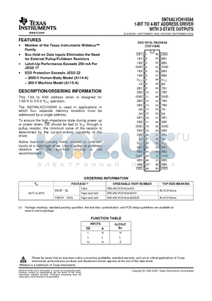 SN74ALVCH16344_07 datasheet - 1-BIT TO 4-BIT ADDRESS DRIVER WITH 3-STATE OUTPUTS