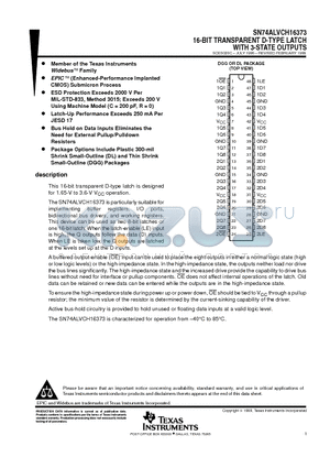 SN74ALVCH16373DL datasheet - 16-BIT TRANSPARENT D-TYPE LATCH WITH 3-STATE OUTPUTS