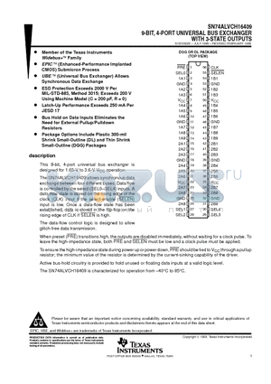 SN74ALVCH16409 datasheet - 9-BIT, 4-PORT UNIVERSAL BUS EXCHANGER WITH 3-STATE OUTPUTS