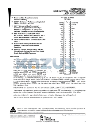 SN74ALVCH16600DL datasheet - 18-BIT UNIVERSAL BUS TRANSCEIVER WITH 3-STATE OUTPUTS