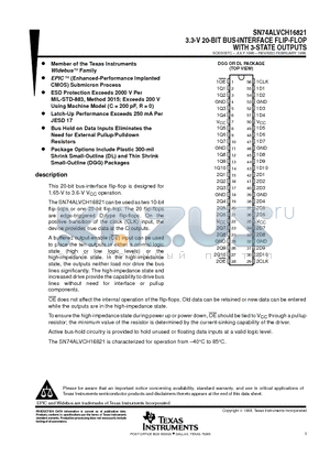 SN74ALVCH16821DGG datasheet - 3.3-V 20-BIT BUS-INTERFACE FLIP-FLOP WITH 3-STATE OUTPUTS