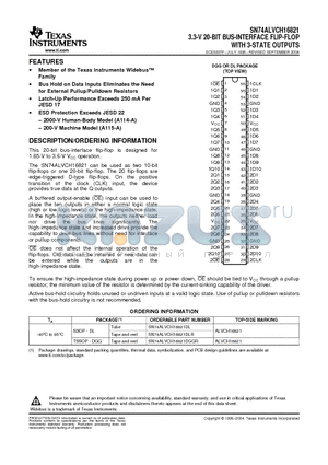 SN74ALVCH16821DLR datasheet - 3.3-V 20-BIT BUS-INTERFACE FLIP-FLOP WITH 3-STATE OUTPUTS