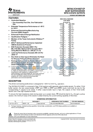 SN74ALVCH16827-EP datasheet - 20-BIT BUFFER/DRIVER WITH 3-STATE OUTPUTS